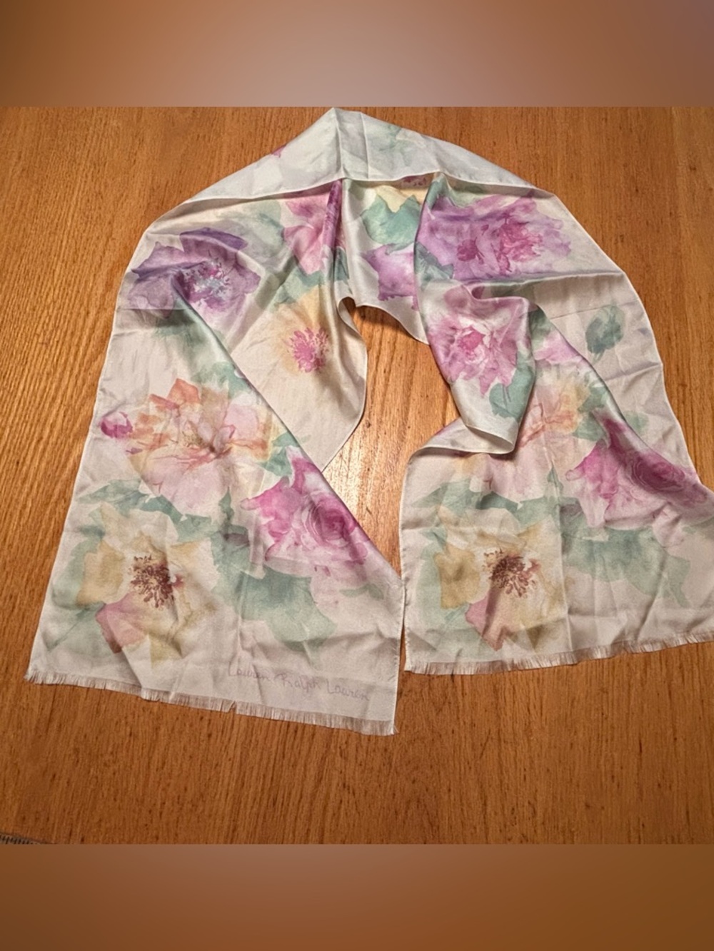 Lauren Ralph Lauren Floral Silk Scarf – Soft Watercolour Print